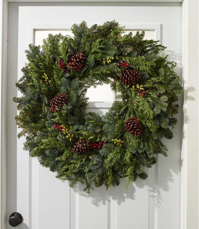 Lively Root Berry Wreath on a white door