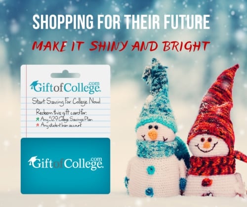 The Gift of College Savings Card with snowmen on it gift idea