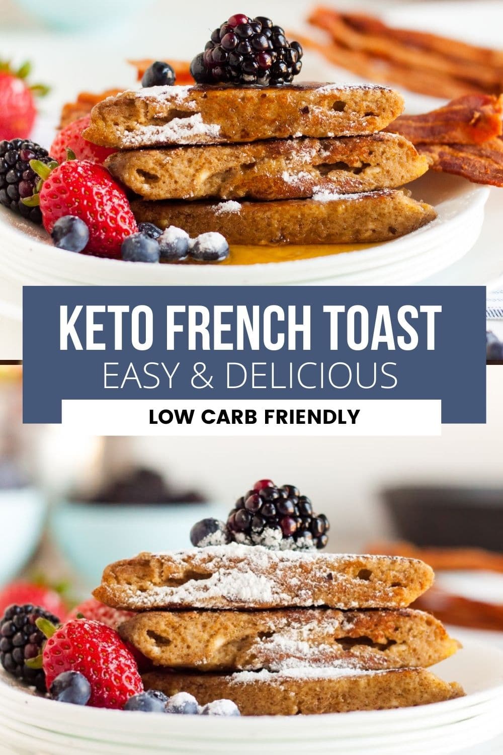 keto French toast plated with berries