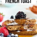 keto French toast plated with berries and sugar free syrup
