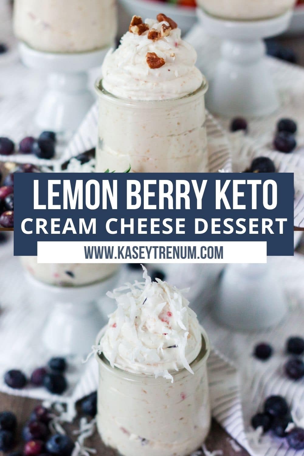 collage image of berry keto cream cheese dessert