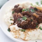 beef short ribs keto plated on mashed cauliflower