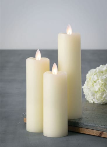 Cream Slim LED Pillar Candle Set