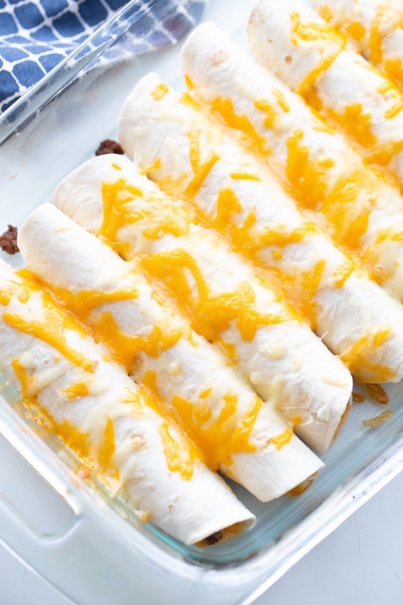 wrapped low carb burritos in casserole dish
