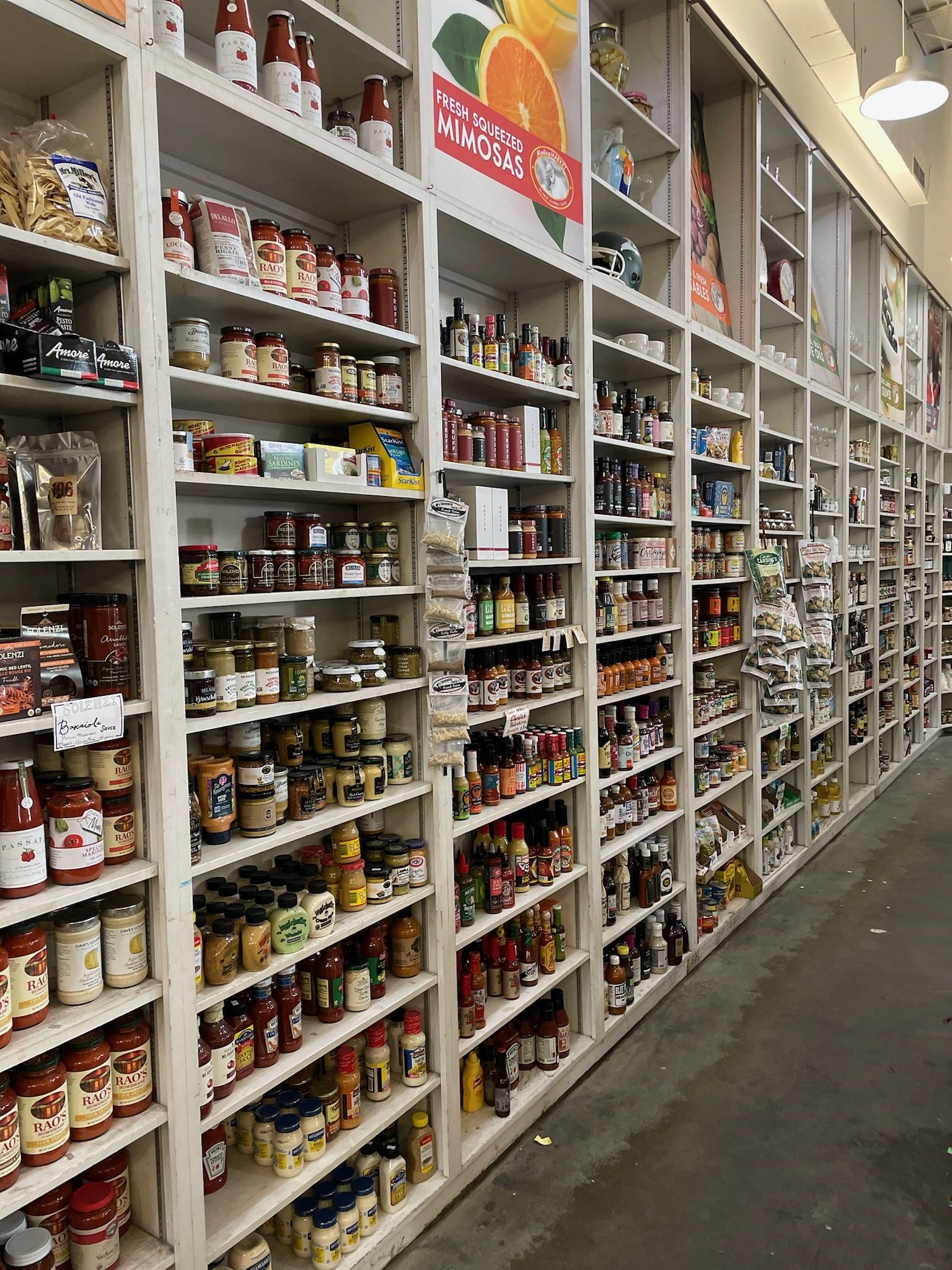 shelves of food inside Modica Market