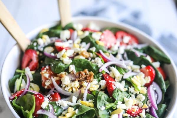 Keto Spinach Salad with Hot Bacon Dressing - Kasey Trenum
