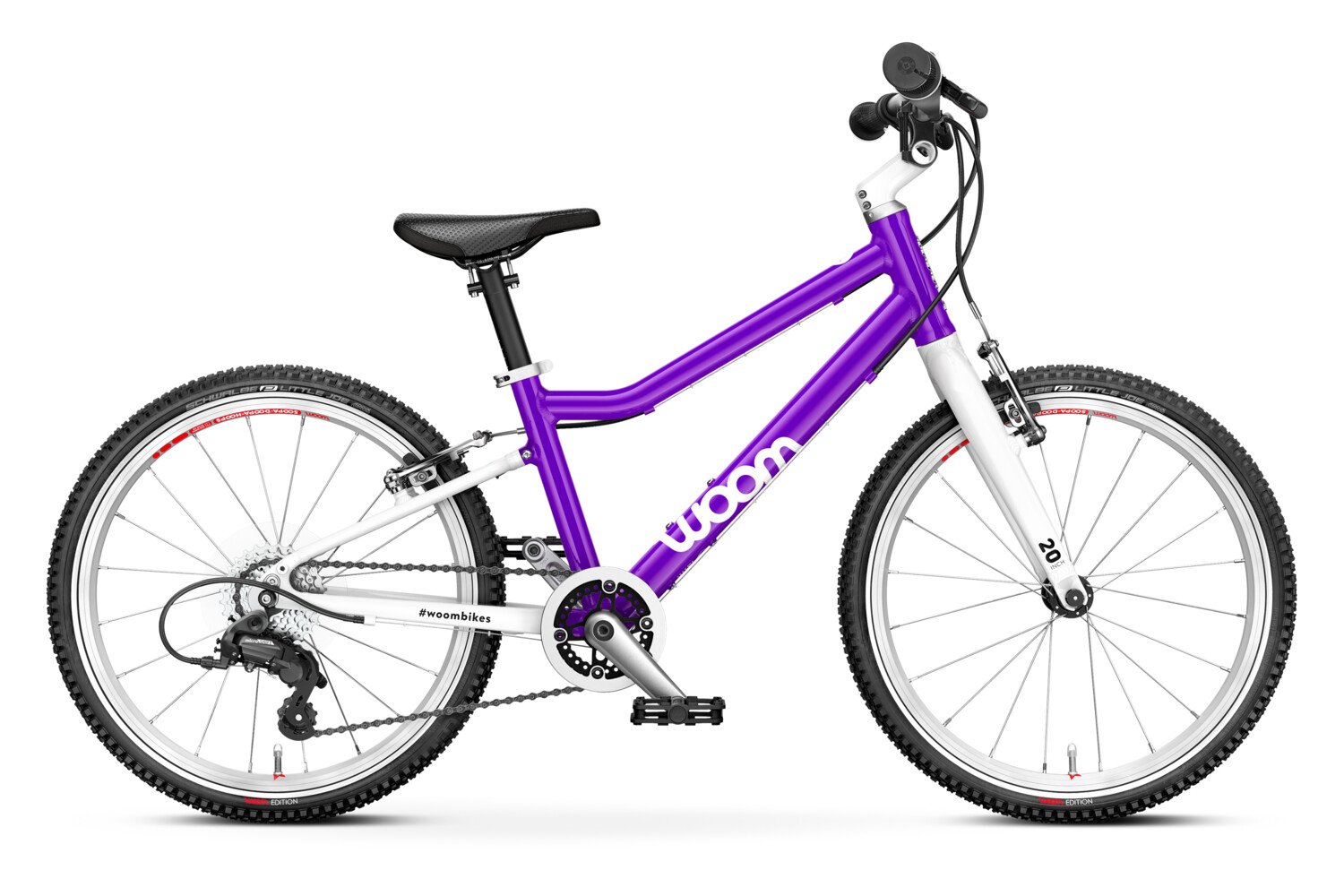 woom 4 bike in purple haze with a white background
