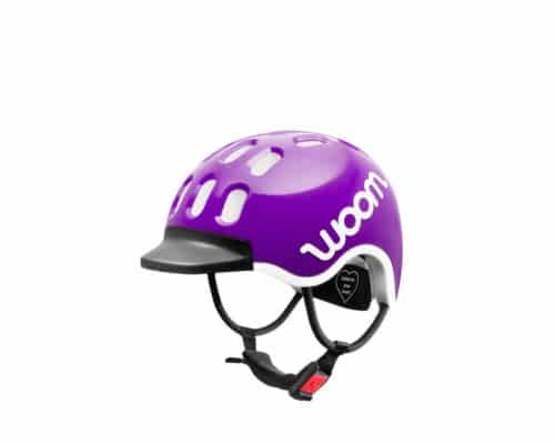 woom purple bike helmet on a white background