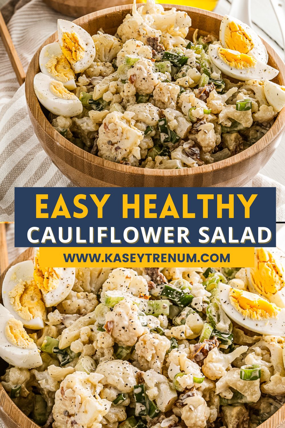 college of two images of cauliflower salad with text in the middle 