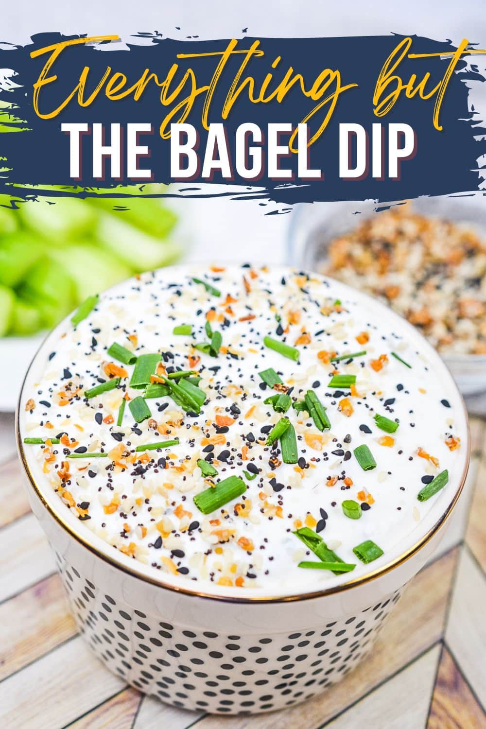 Close up of bowl containing Everything Bagel Dip