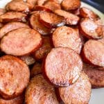 close up image of air fried Polish sausage