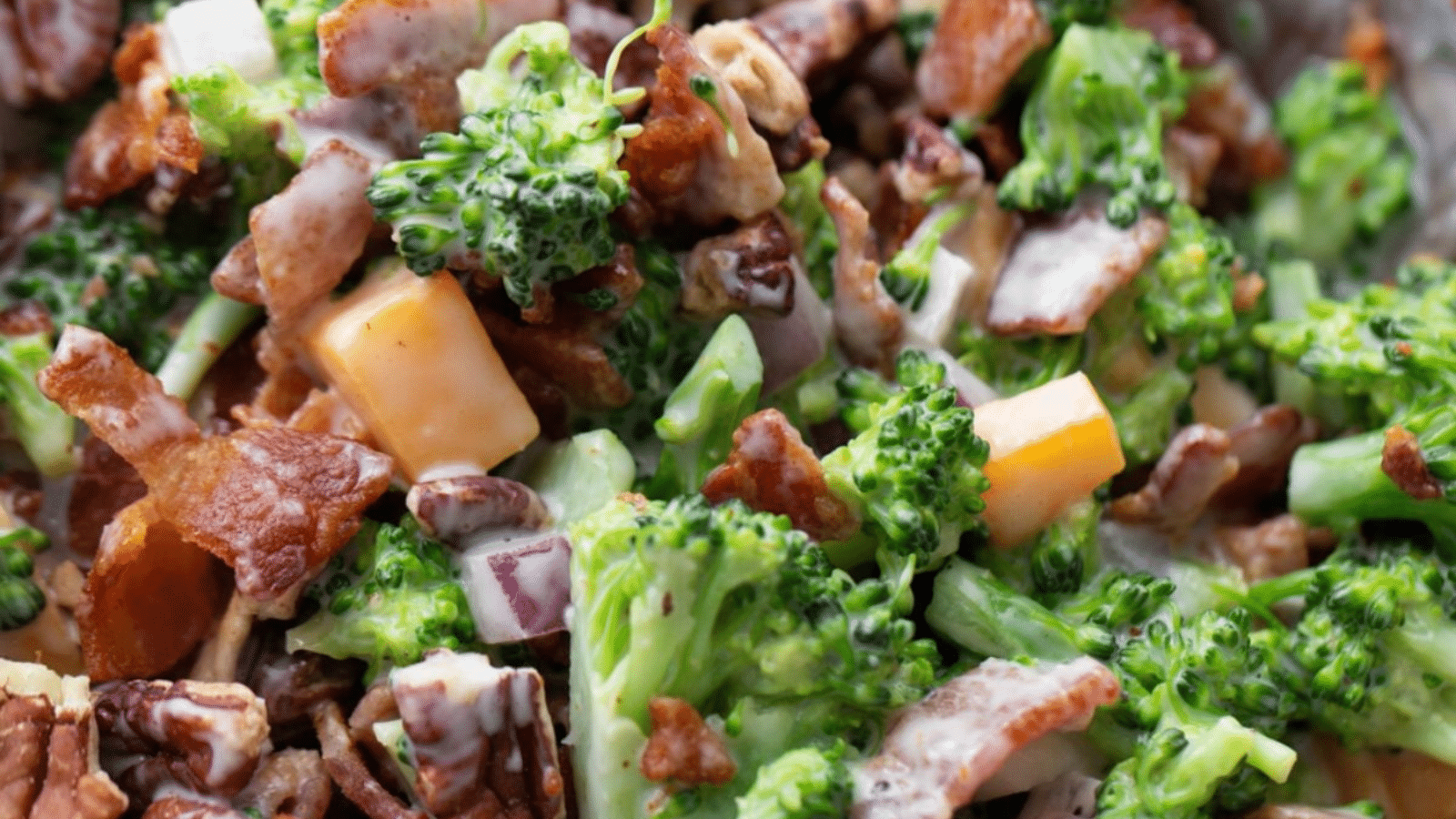 close up of low carb broccoli salad