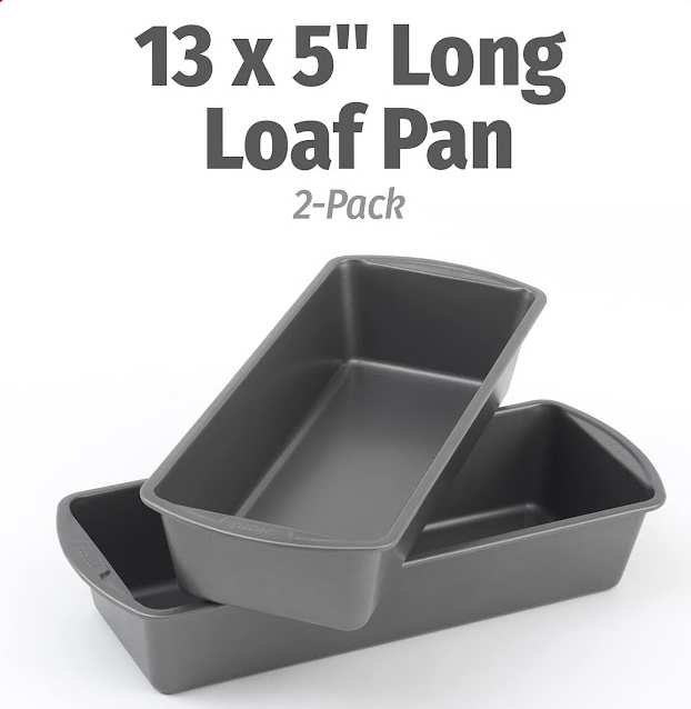 GoodCook Set of 2 Extra Large 13" x 5" Nonstick Steel Bread Loaf Pans, Gray - Set of Two Loaf Pans,