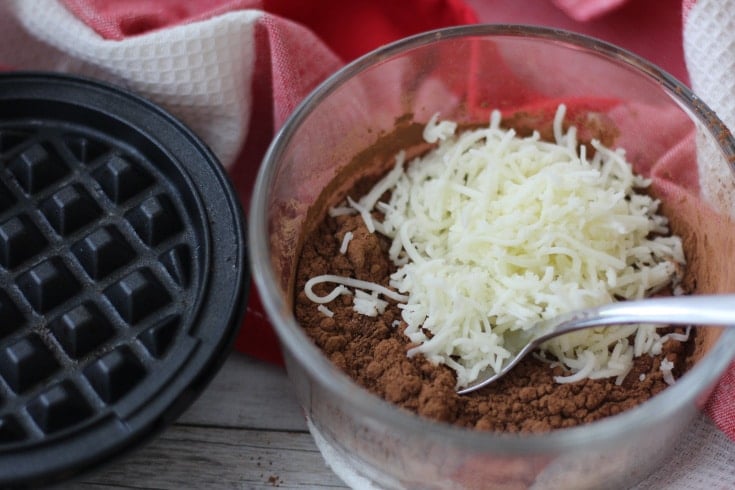 ingredients prepared for easy keto chocolate chaffle