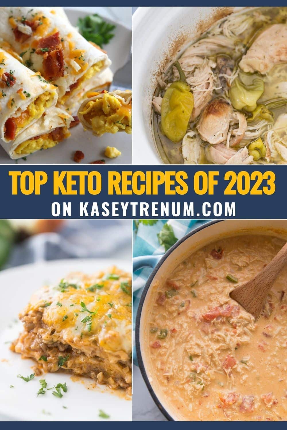 collage image of different keto recipes with text top keto recipes of 2023