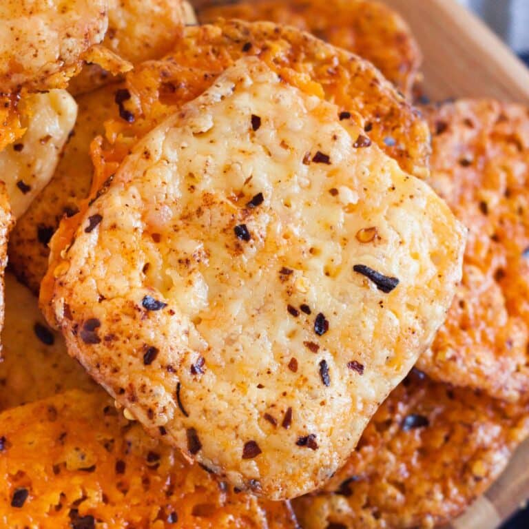 Easy Baked Cheddar Cheese Crackers Recipe [Keto & Gluten Free]