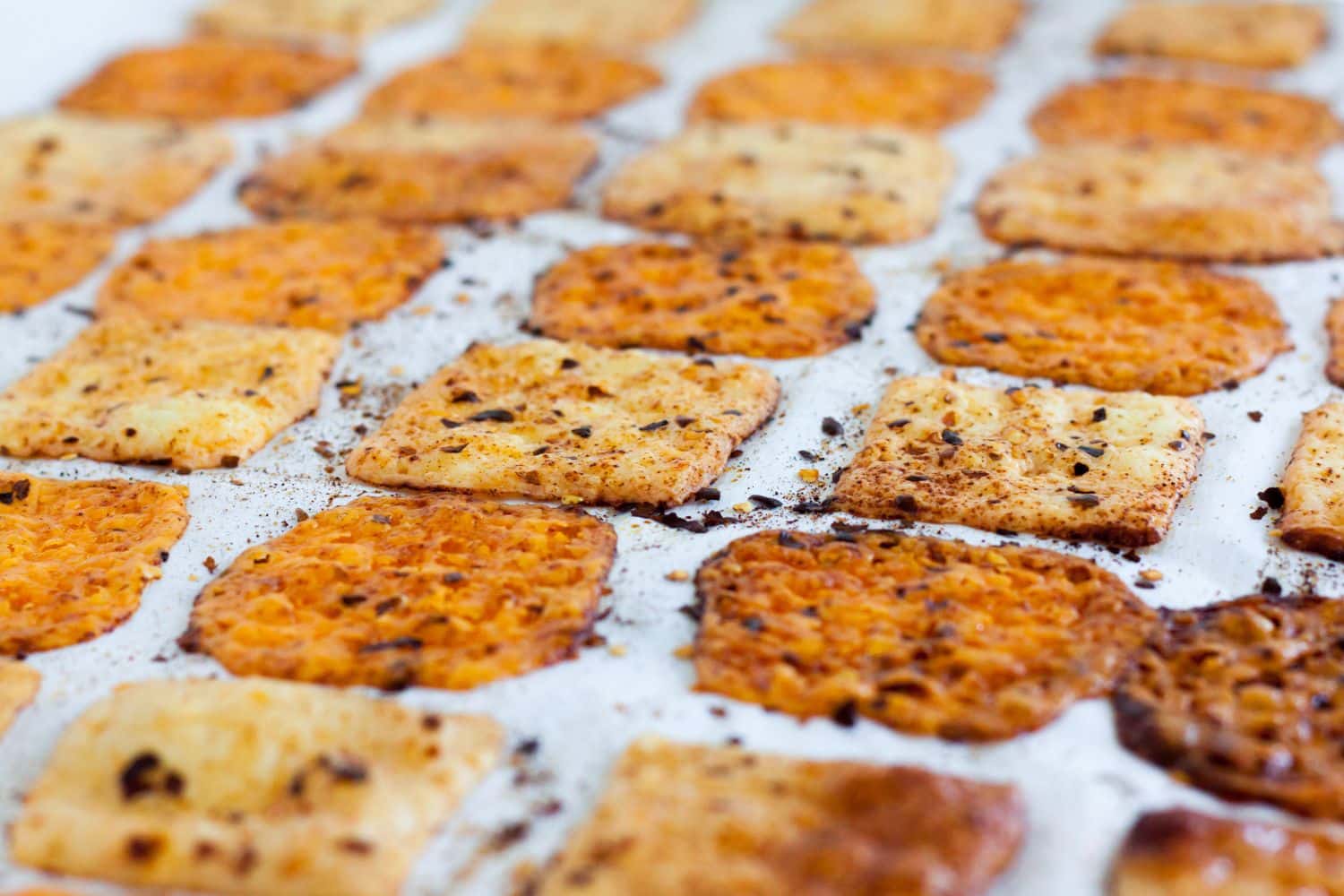 process image of finished keto baked cheese crackers