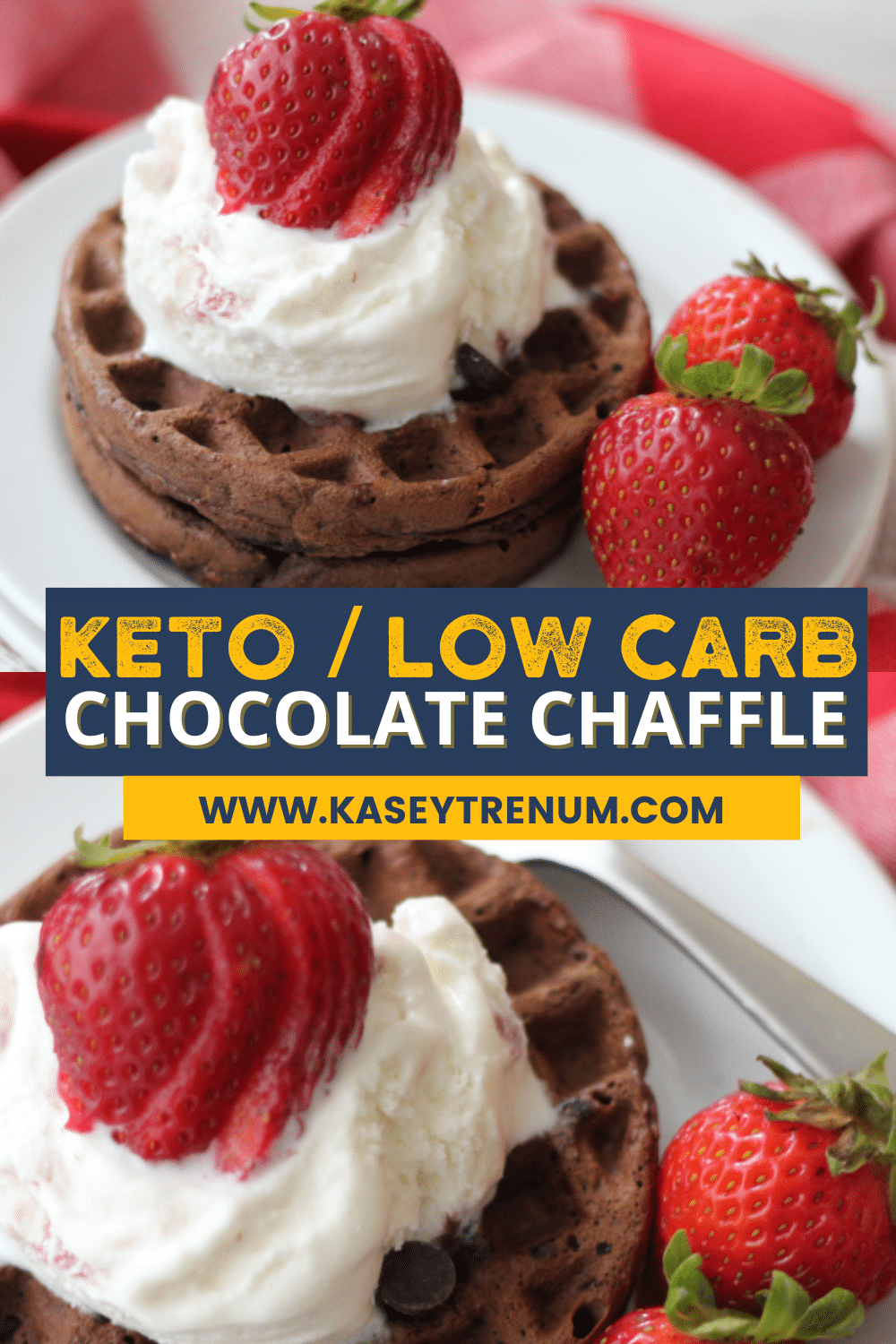 collage image of keto chocolate chaffle yummy