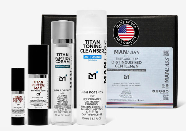 Titan Oscar Skincare Kit: stock image on white backhround