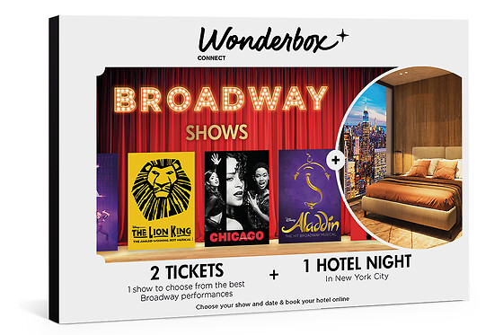 WonderBox - Broadway tickets for 2 & 1 night in NYC stock picture of gift box