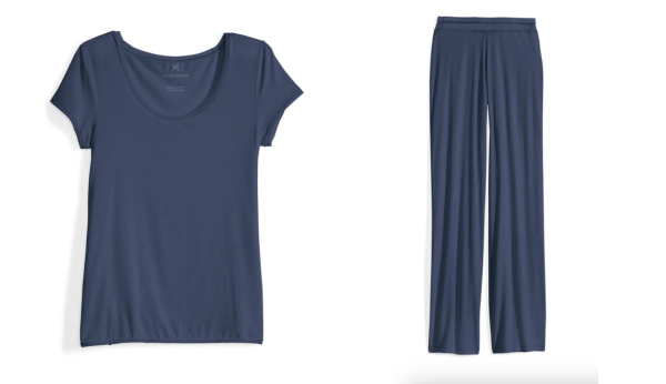 saint haven perfect tee and pants stock image collage